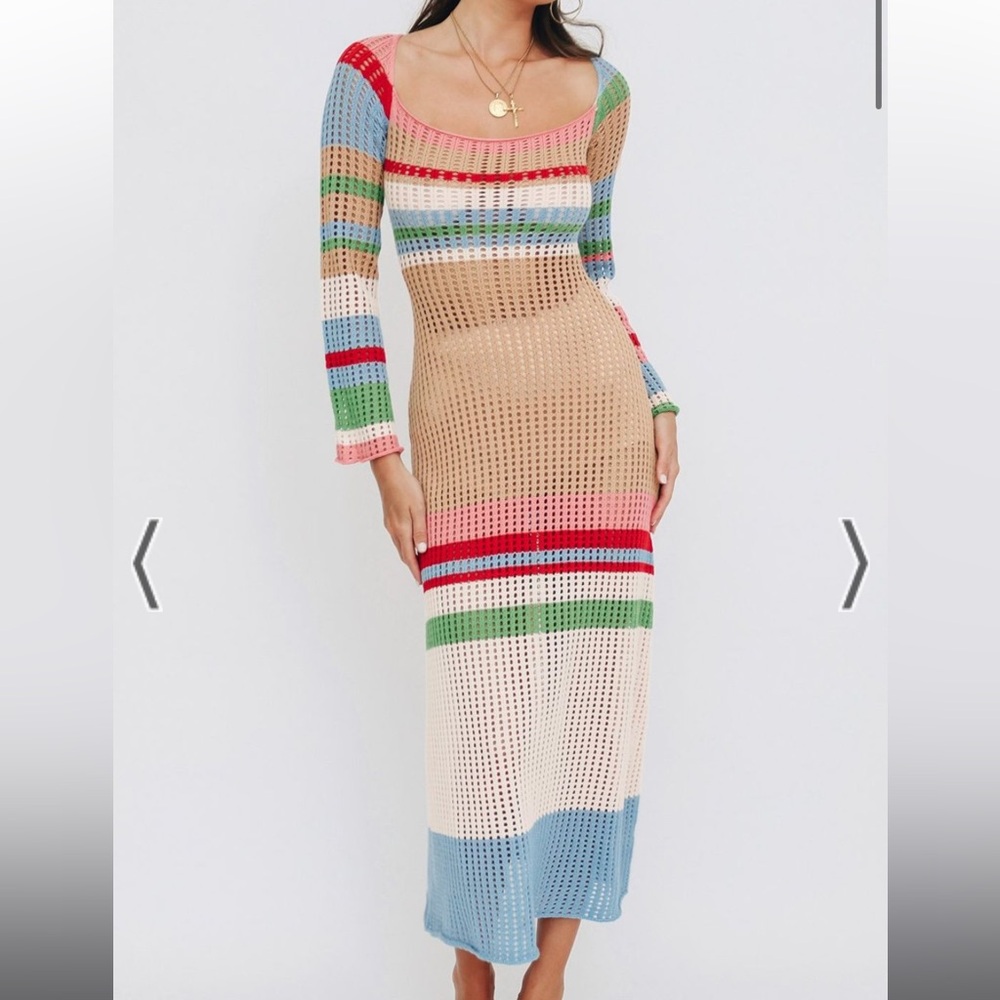 VRG GRL Work Of Art Crochet Maxi Dress // Multi NWT